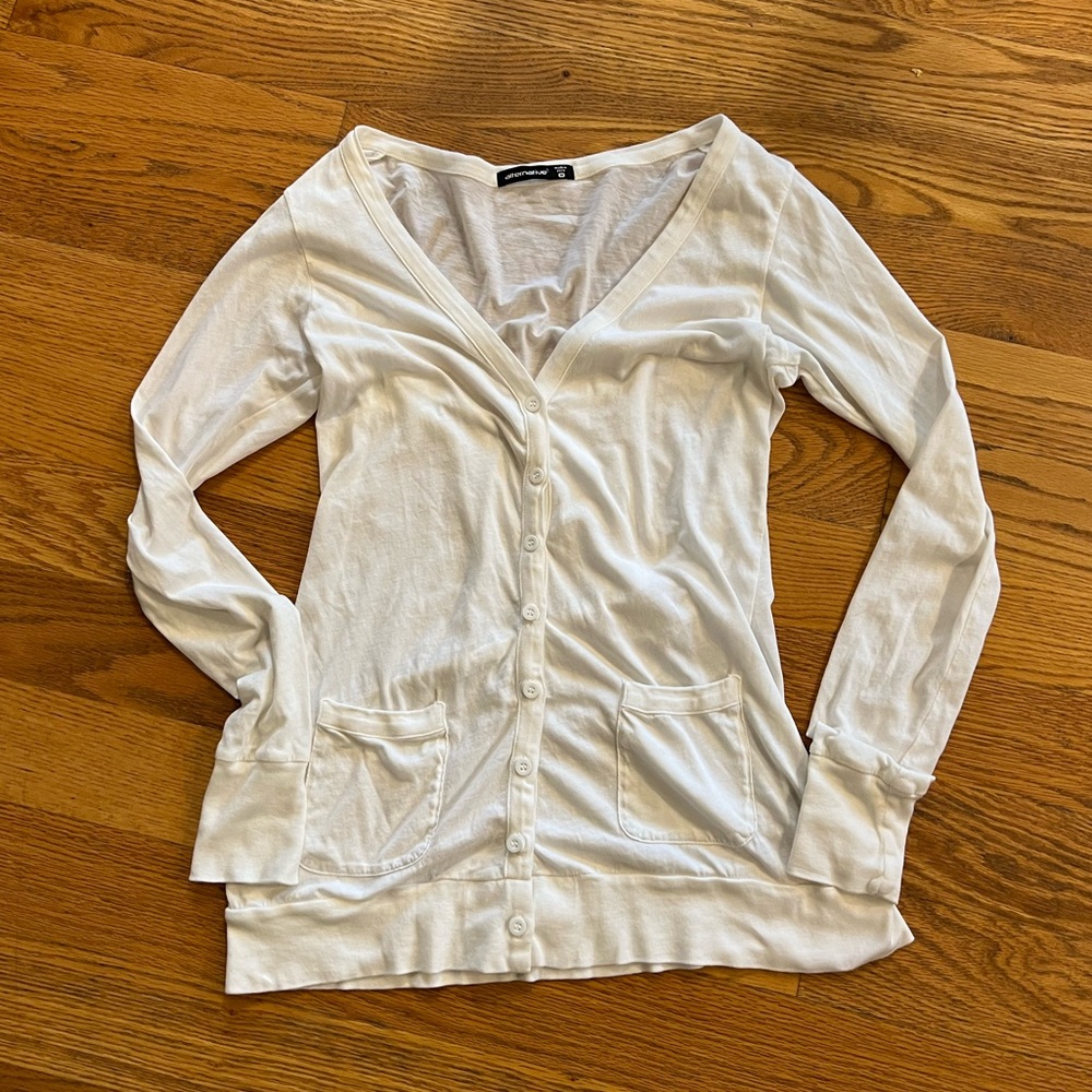 Alternative White Pima Cotton Button-down Cardigan